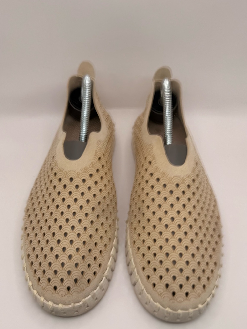Ilse Jacobsen Beige Perforated Slip-On Loafers